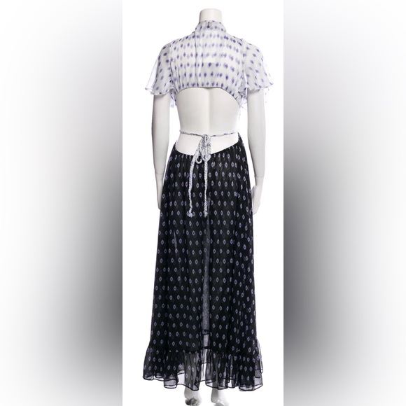 MISA Los Angeles Polka Dot Print Long Dress Size Large NWT NAVY BOTTOM WHITE TOP - Picture 11 of 12